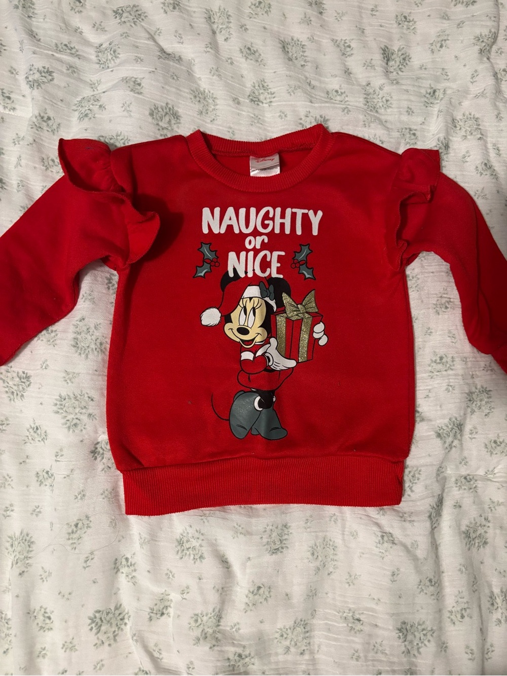 Disney Red Minnie Mouse 'Naughty or Nice' Holiday Sweatshirt